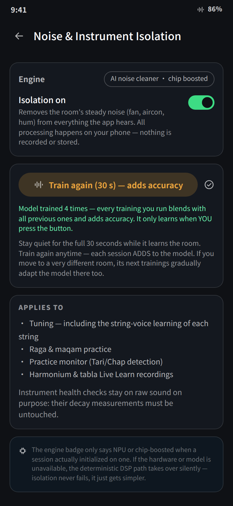 Noise and instrument isolation